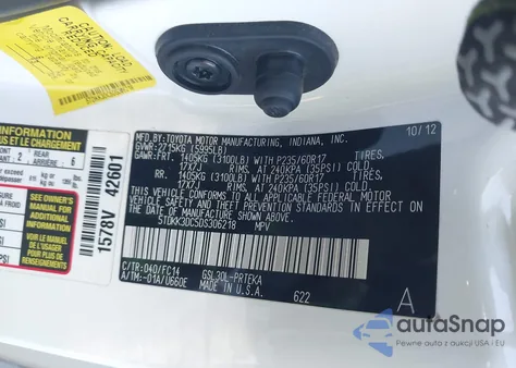 2013 Toyota Sienna Le V6 8 Passenger из США, поврежденный, VIN 5TDKK3DC5DS306218